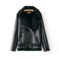 Casual Simple Oblique Zipper PU Plus Velvet Jacket