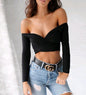Sexy Women's Off Shoulder Cross Strap Pleated Top