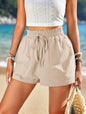 New Loose Linen Leisure Shorts Pocket Solid Color High Waist Wide Leg Pants