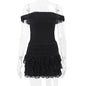 Off-shoulder Tube Top Seamed Lotus Leaf Edge Skirt Suit Women