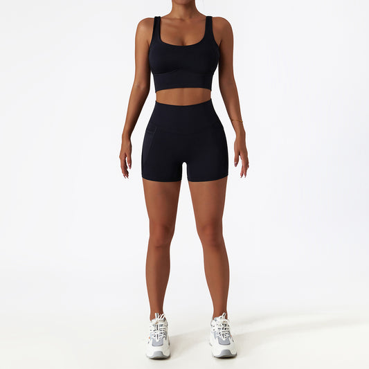 Quick-drying Tight Yoga Clothing Women's Pocket Running Sports Suit