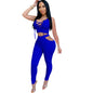 Ladies Collar Off Shoulder Vest Cutout Trousers Suit