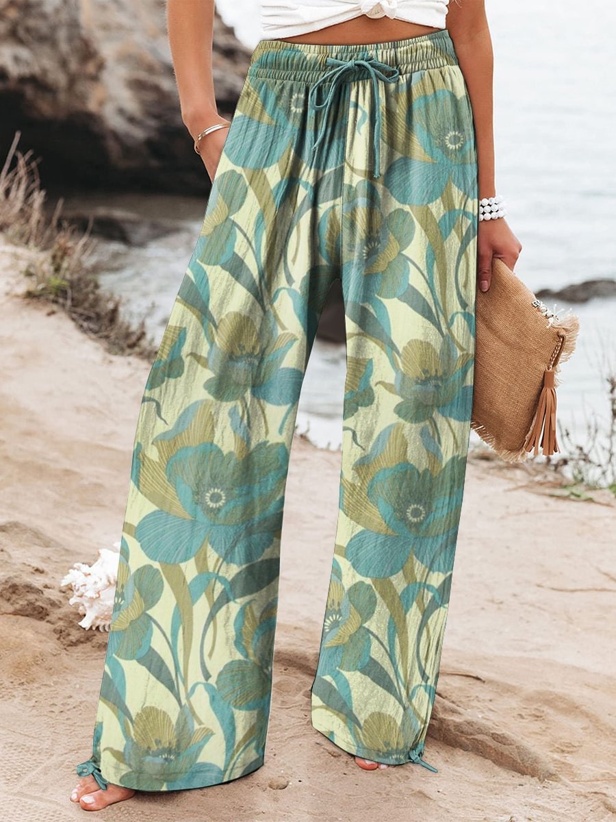 Hot Selling Wide Leg Colorful Graffiti Women's Casual Pants