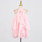 Halter Three-dimensional Flower Design Lace-up Sleeveless Dress