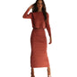 Fashion knitting split 3 color sweater dress long skirt