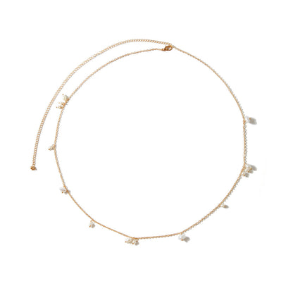Beach Simple Style  Pearl Corn Kernel Waist Body Chain