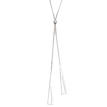 Sterling Silver Geometric Triangle Necklace for Women Adjustable Clavicle Chain Necklace Jewelry Gifts
