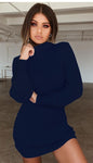 Long sleeve ribbed solid color casual dress