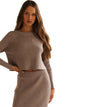 Fashion knitting split 3 color sweater dress long skirt