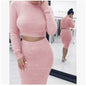 Fashion solid color long sleeve women's autumn and winter two-piece sweater