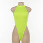Women's sleeveless round neck backless sexy bodysuit