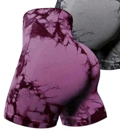 Seamless High Waist High Elastic Tie-dye Sports Tights Hip Lifting And Floating Belly Contracting Peach Yoga Pants