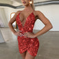 Temperament backless sequin suspender dress