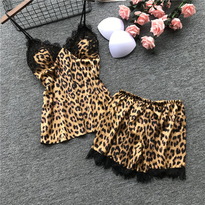 Lapel Home Service Suit Silk Pajamas Women