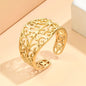 Elegant Court Retro Style Hollow Pattern Open Stainless Steel Ring For Women