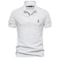 Deer Embroidered Men's T-shirt Solid Color Polo Collar Basic Style Short-sleeved Shirt Men