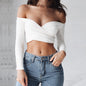 Sexy Women's Off Shoulder Cross Strap Pleated Top