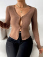 Women's Minimalist Solid Color Slim Fit Long Sleeved Sweater