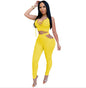 Ladies Collar Off Shoulder Vest Cutout Trousers Suit