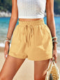 New Loose Linen Leisure Shorts Pocket Solid Color High Waist Wide Leg Pants