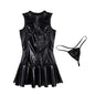 Patent Leather Halter Cutout Bodysuit Ladies Underwear