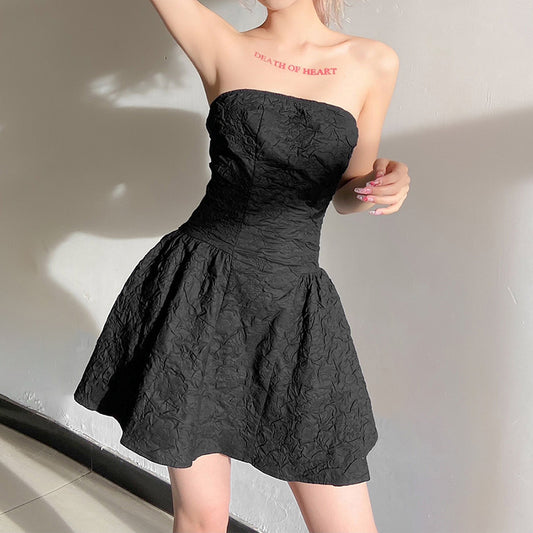 High Waist Slim Sexy Zipper Tube Top Halter Dress Women