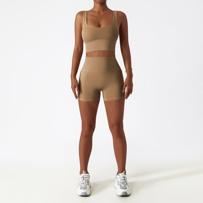 Quick-drying Tight Yoga Clothing Women's Pocket Running Sports Suit