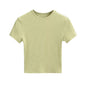 New Basic Style Slim-fit Solid Color Round Neck Bottoming Shirt Workout Top
