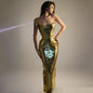 Design Golden Sequin Fashion Tube Top Suit
