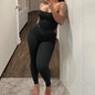 Strapless Pants Suit European And American Leisure Skinny Knit 2 Pieces Suit