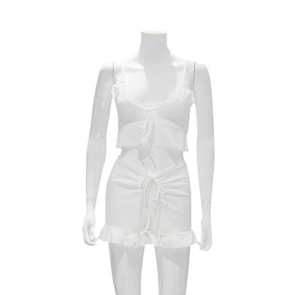 Lace Ruffled Shorts Pajamas Suit