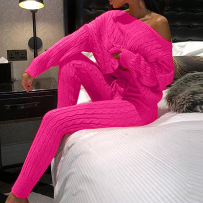 Fashion Women's Solid Color Sweater Suit
