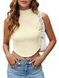 Women's Sleeveless Knitted Round Neck Slim Fit Midriff-baring Vest