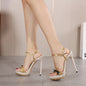 New European Station Bow-knot Decorated Chain Water Platform High Heels
