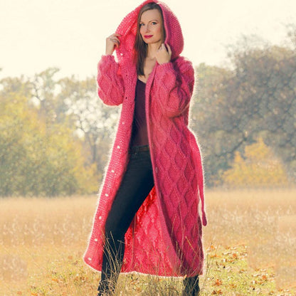 Loose knit cardigan long sweater