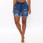 Fashion Ripped Fringed High Stretch Denim Shorts Women