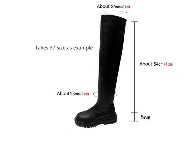 Thin High Barrel Stretch Boots Knight Korean Wedge