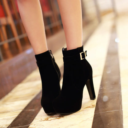 Autumn And Winter Women's Martin Boots Thick Heel High Heels