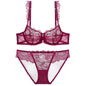 Sheer Lace Bra Spongeless Set