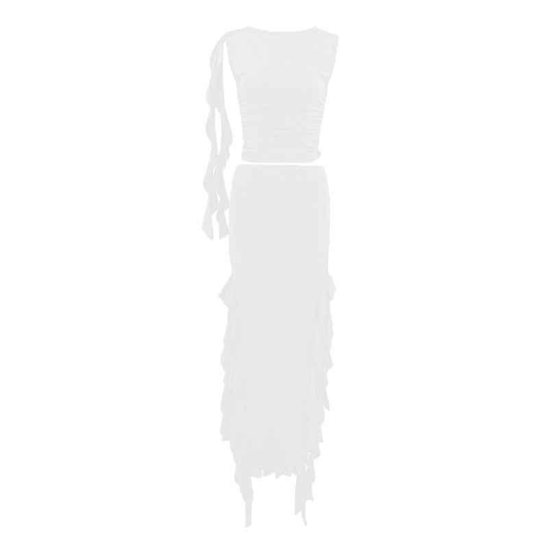 Off-shoulder Jellyfish Lace Suit Skirt