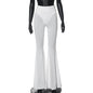 See-through Solid Color High Waist Tight Speaker Long Sleeve Slacks
