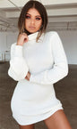 Long sleeve ribbed solid color casual dress