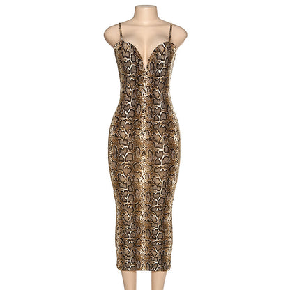 Sexy halter slim dress with suspenders