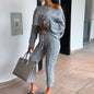 Fashion Women's Solid Color Sweater Suit