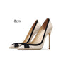 Women's Genuine Leather Apricot Bow Suede High Heels