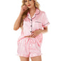 Homewear Pajamas Suit Satin Striped Ruffles