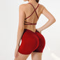 Deep V-shaped Wrinkled Butt Hip Yoga Shorts Sports Fitness