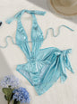 Beach Hot Spring Serpentine V-neck One Piece Swimsuit Lace-up