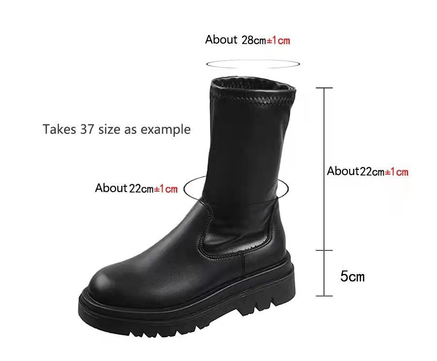 Thin High Barrel Stretch Boots Knight Korean Wedge