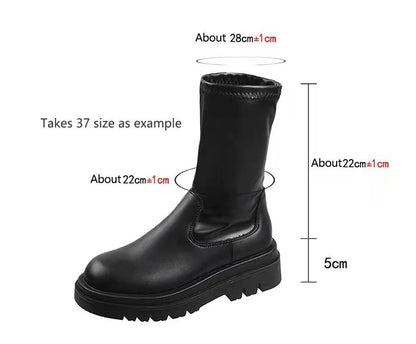 Thin High Barrel Stretch Boots Knight Korean Wedge